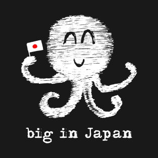 Kawaii hentai octopus – Big in Japan (white on black) T-Shirt