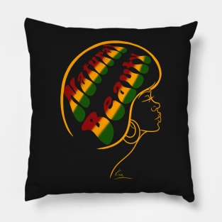 Natural Beauty  | Black Woman Art | Red Yellow Green Pillow