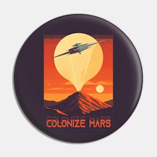 Mars Adventure Vintage Travel Poster Pin