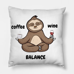 Coffee Wine Yoga Balance It's All About Balance Funny Gift Pillow