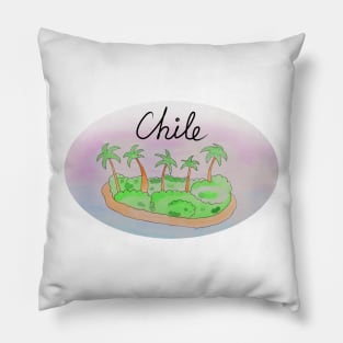 Chile watercolor Island travel, beach, sea and palm trees. Holidays and rest, summer and relaxation Pillow
