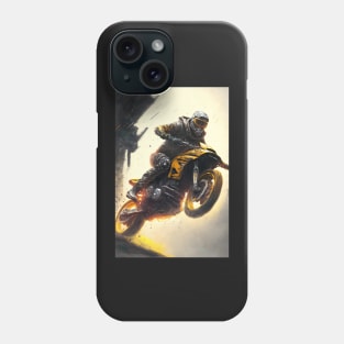 motorbike wheelie CGI style - orange Phone Case