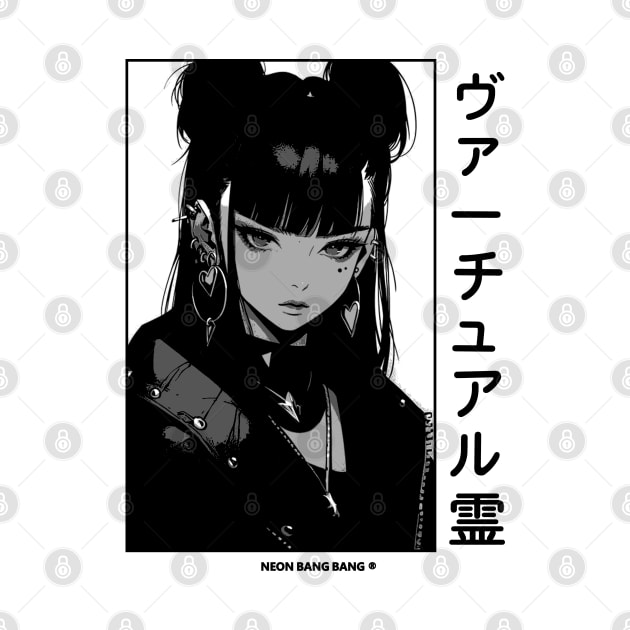 Goth Stylish Japanese Girl Anime Black and White Manga Aesthetic Streetwear by Neon Bang Bang