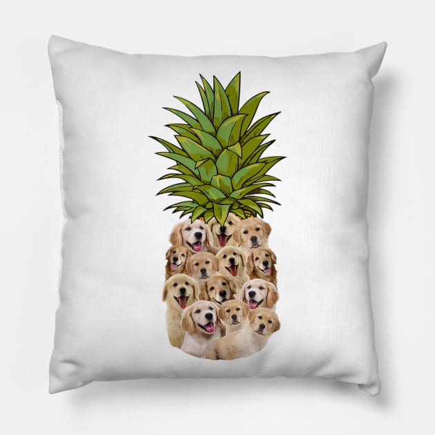 Pineapple Golden Retriever Pillow by Rojio