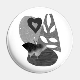 Butterfly Heart Leaves Collage Pin