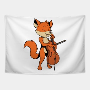 Comic fox plays cello Tapestry