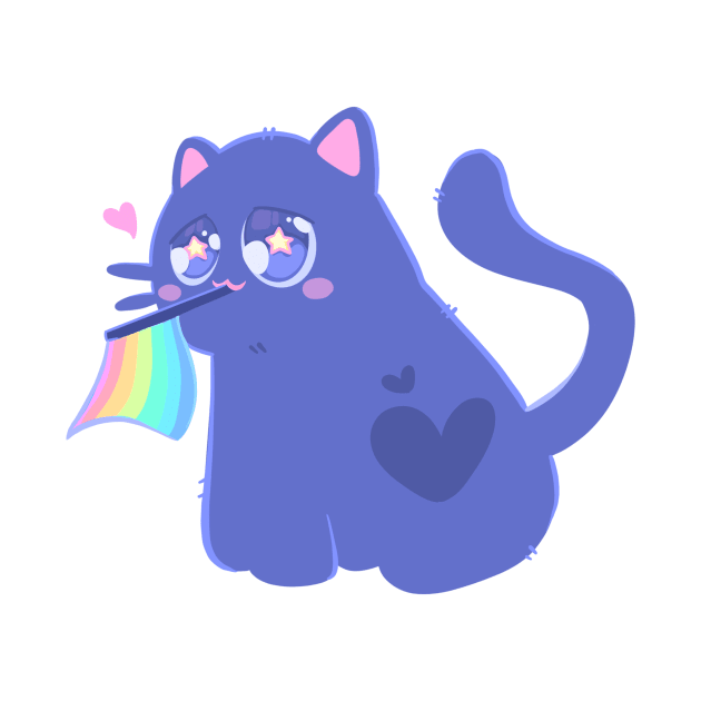 PURRIDE! Catto with a Rainbow Flag by silly cattos