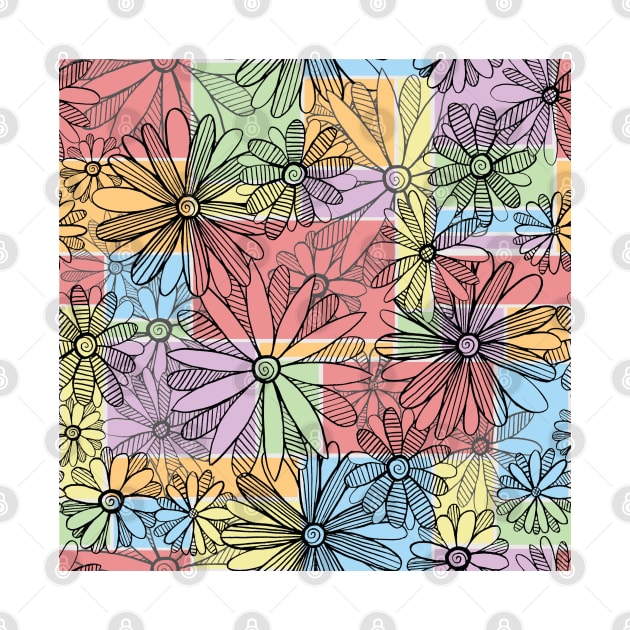 Patchwork Flowers and Stripes Pattern by SimplyKitt