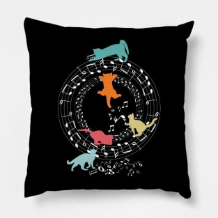 Funny Cats Playing Music Notes Pillow