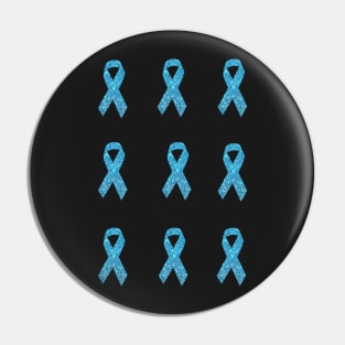 Light Blue Faux Glitter Awareness Ribbon Pack Pin