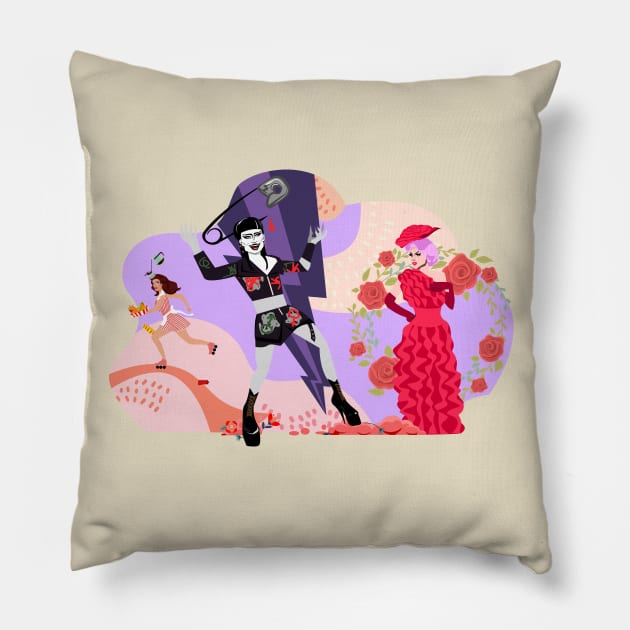 Denali, Gottmik & Rosé from Drag Race Season 13 Pillow by dragover