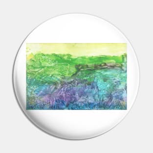 Fantastic landscape, nature. Encaustic wax art. Painting drawing Pin