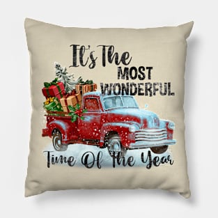 It’s the most wonderful time of the year , rustic old truck, truck Christmas presents Pillow