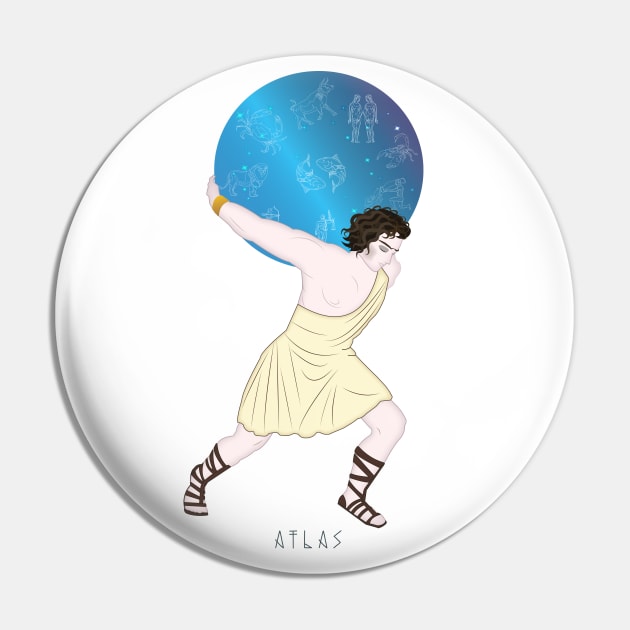 Atlas - Greek Mythology Pin by Witchling Art