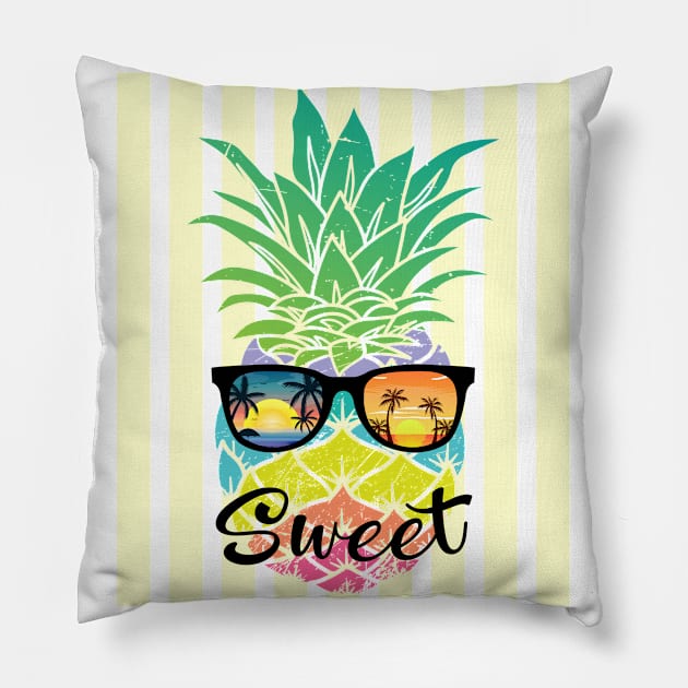 Sweet Tropical Summer - Yellow Stripes on - Pillow by Peter the T-Shirt Dude