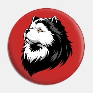 Stunning and Cool Chow Chow Monochrome and Gold Portrait for Father's Day Pin