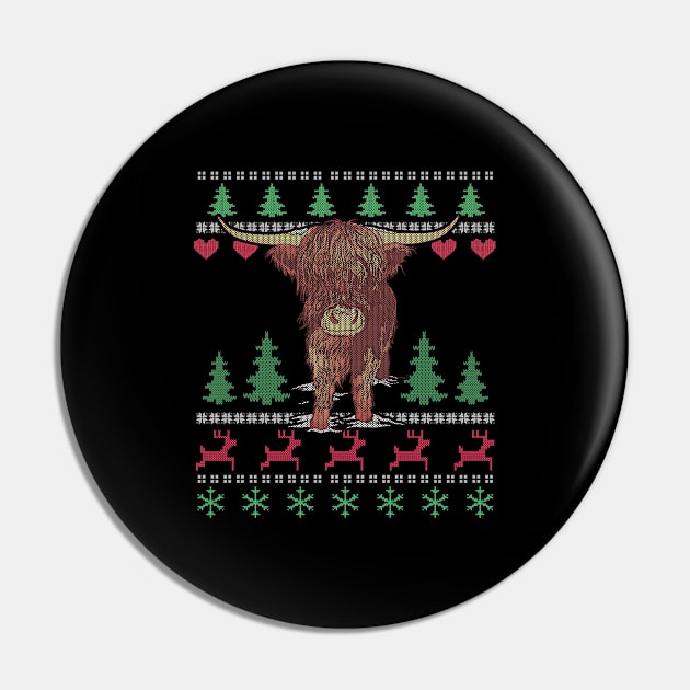 Highland Cow Ugly Christmas Pin by Shiva121