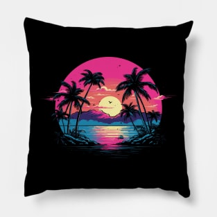 Vaporwave Sunset Summer Vibes Pillow