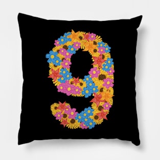 Hand Drawn Letter Number 9 nine Pillow