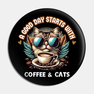 cat & coffee Pin