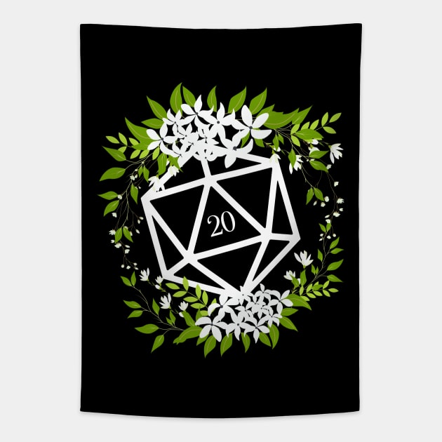 Floral D20 Dice for Plant Lovers Tapestry by dungeonarmory