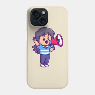 Cute Girl Talking With Megaphone Cartoon Phone Case