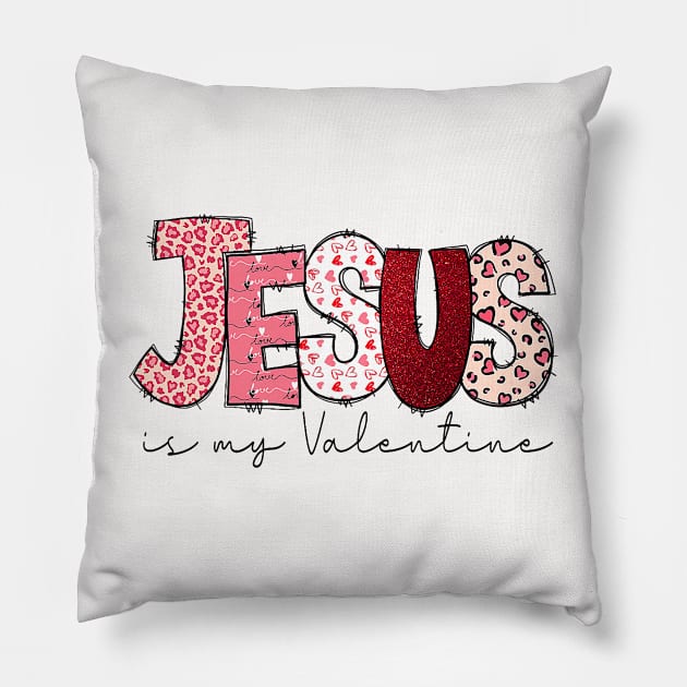 Christian Valentine Day Jesus Religious Valentine Women Girl Pillow by Neldy