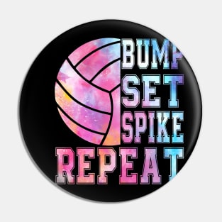 Colorful Teen Girls Volleyball Bump Set Spike Repeat Pin