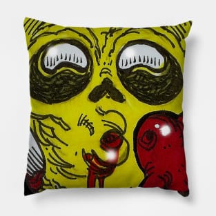 Kissy Heart Zombie Emoji Pillow