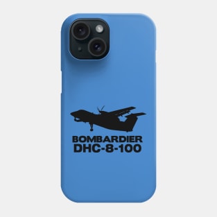 Bombardier Dash 8-100 Silhouette Print (Black) Phone Case