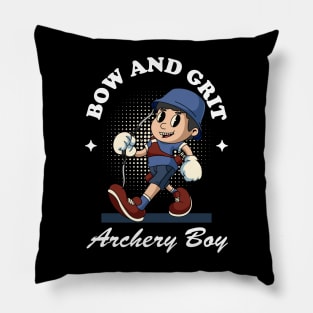 Archery Boy Retro Mascot Pillow