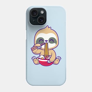 Cute Sloth Eating Ramen Bowl With Chopstick Cartoon Phone Case