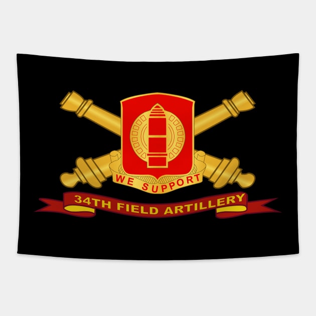 34th Field Artillery w Br - Ribbon Tapestry by twix123844