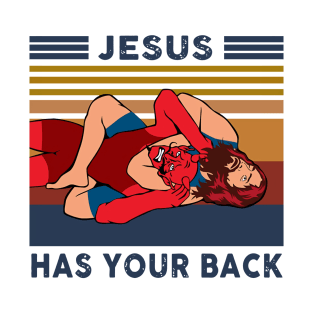 Wrestling Jesus Has Your Back Vintage T-Shirt