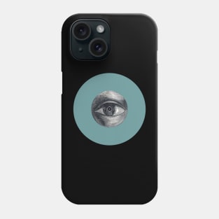 Halloween All Seeing Eye, Signs, and Omens - Teal and Black Phone Case