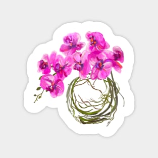 Pink Orchids in the Round Magnet