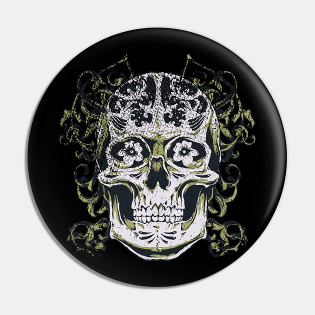 Vintage Zombie Outbreak Skull Pin by XOZ