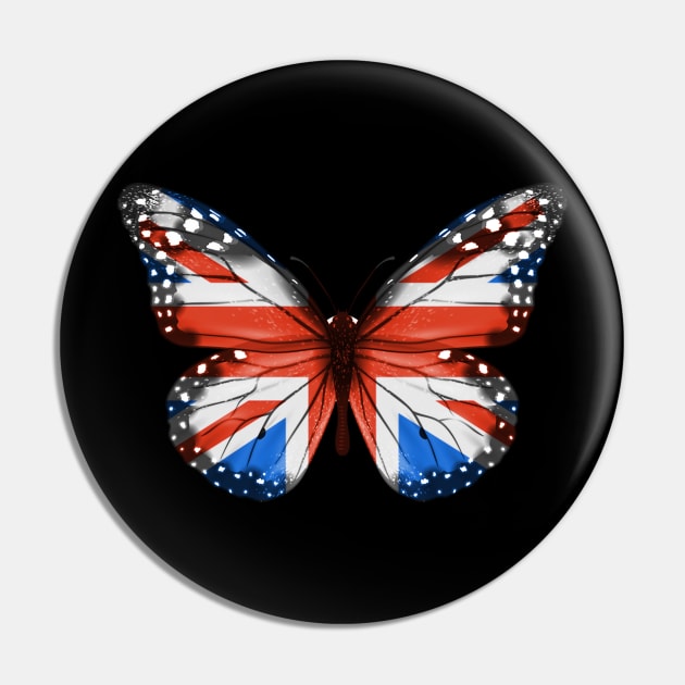 British Flag  Butterfly - Gift for British From Great Britain Pin by Country Flags