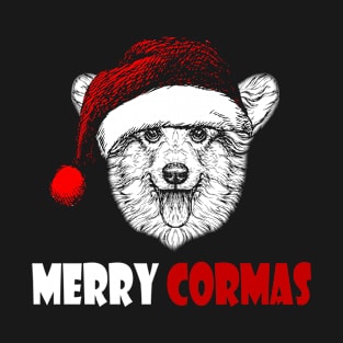Merry Cormas Corgi santa hat christmas funny gift T-Shirt
