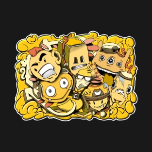 Yellow graffiti cartoon characters T-Shirt