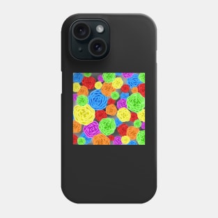 Colorful Rainbow Roses Pattern Phone Case