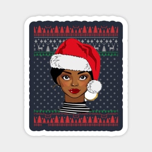 African American Black Women Santa Christmas Ugly Sweater Magnet