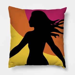 T-shirt with a girl's design and attractive colors inspired by the sunset. Pillow