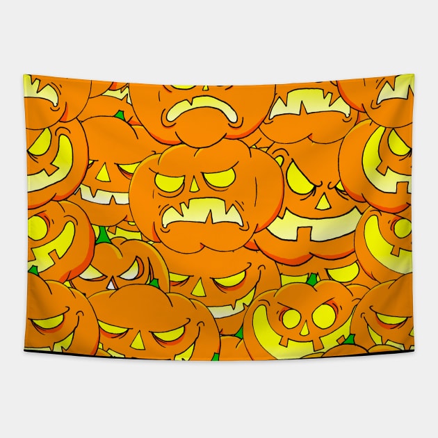 Halloween Pumpkins Pattern Tapestry by lucamendieta