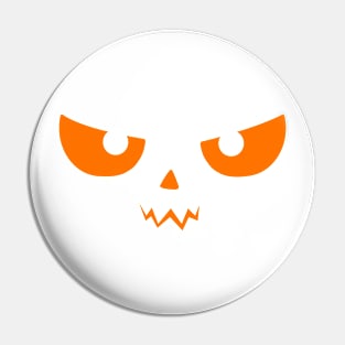 Scary Halloween Face Orange Pin