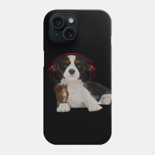 Funny puppy with headphone Phone Case