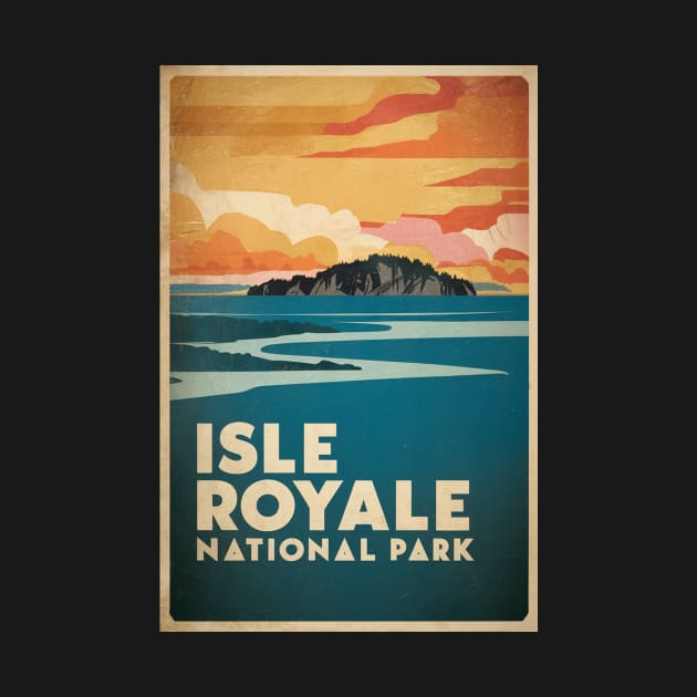 Isle Royale National Park Retro Poster Illustration by Perspektiva