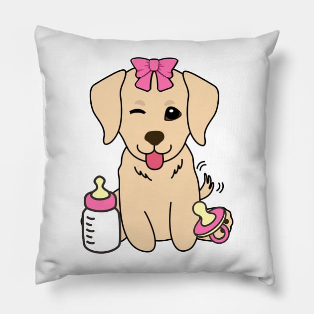 Cute golden retriever is a baby - girl Pillow by Pet Station