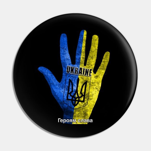 Ukrainian flag on a strong hand gift Pin by aeroloversclothing