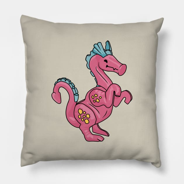 Friendly Pink Little People Dragon Pillow by Slightly Unhinged